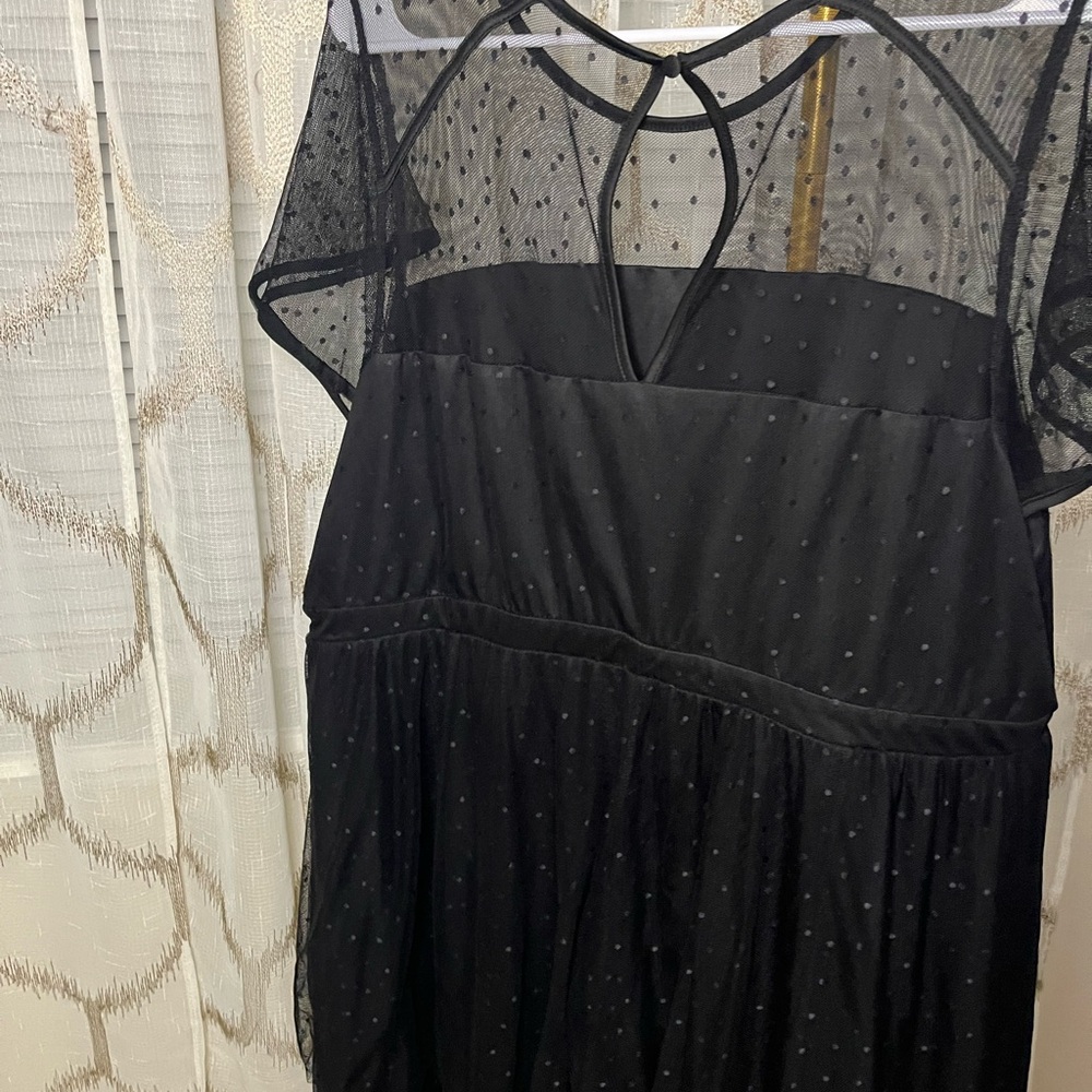 Torrid Black Sheer Polka Dot Long Sleeve Dress